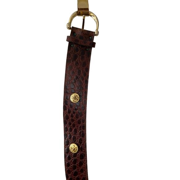 Jill Stuart Gold Medallion Studded Wide Statement Belt Brown - Picture 12 of 14